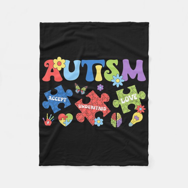 Cobertor De Velo Autismo Coquette Arco Quebra-cabeça aceitam entend (Frente)