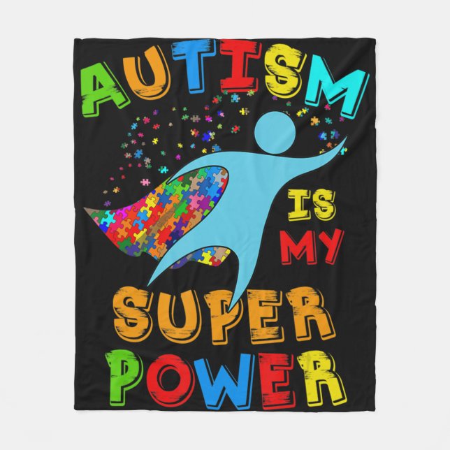 Cobertor De Velo Autismo É O Meu Superpoder Autismo Apoio À Sensibi (Frente)