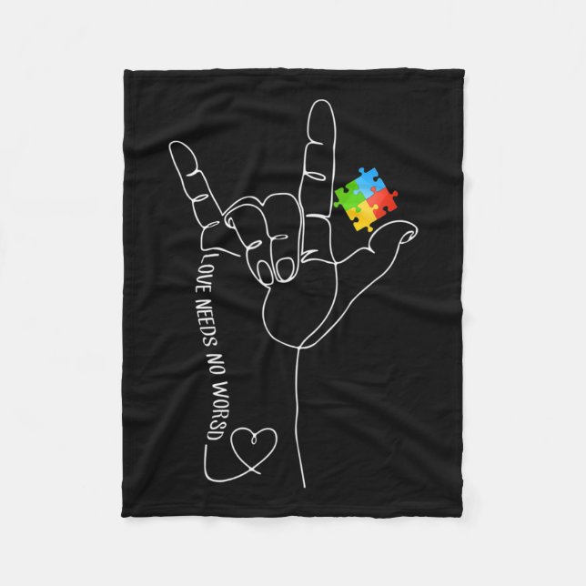 Cobertor De Velo Autismo Sensibilização Mês Não Precisa De Palavras (Frente)
