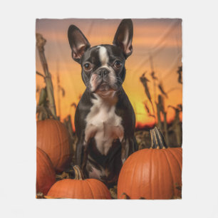 Cobertor De Velo Autumn Boston Terrier