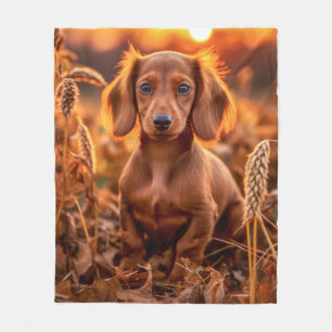 Cobertor De Velo Autumn Dachshund Pup