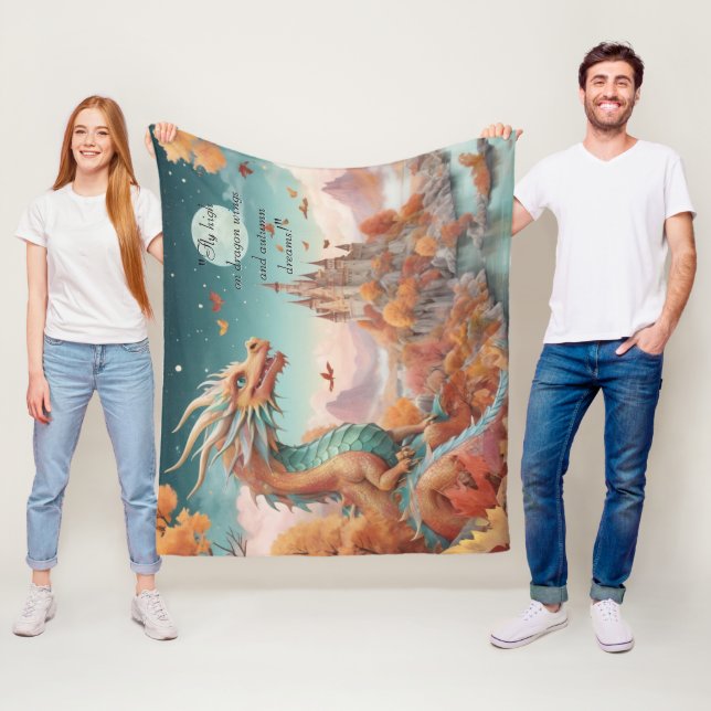 Cobertor De Velo Autumn Dragon River Castle Starry Night Text (In Situ)