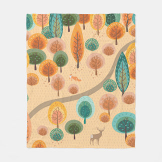 Cobertor De Velo Autumn forest with abstract flat handdrawn trees a