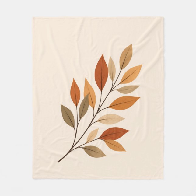 Cobertor De Velo Autumn Leaves Branch Fleece Blanket | Minimal Fall (Frente)