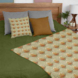 Cobertor De Velo Autumn Leaves com Padrão de Diamante de Estrelas