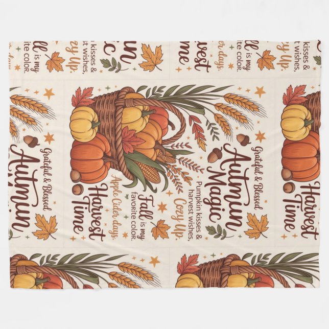 Cobertor De Velo Autumn magic harvest time stylish Blanket New Home (Frente (Horizontal))