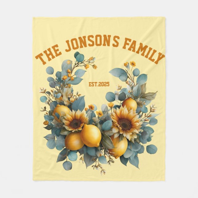 Cobertor De Velo Autumn Sunflower e Lemons Family Decor (Frente)