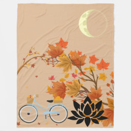 Cobertor De Velo Autumn Walk with Moon and Lotus Flower