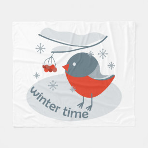 Cobertor De Velo Ave-de-toucinho e bagas-de-corda-vermelha