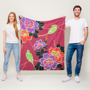 Cobertor De Velo Ave e Flor, Design japonês Vintage