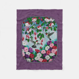 Cobertor De Velo Aves e Flores Roxas