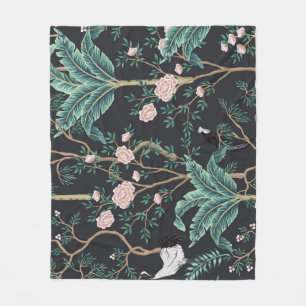 Cobertor De Velo Aves Exóticas Chinoiserie: Muro de Árvores de Bana