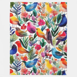 Cobertor De Velo Aves florais coloridas