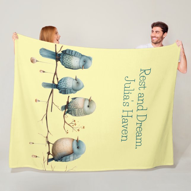 Cobertor De Velo Aves Whimsical em Ramificações de Elegância Eterno (In Situ)