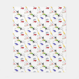 Cobertor De Velo Avião, Bicicleta, Livros, Vermelho, Amarelo, Viage