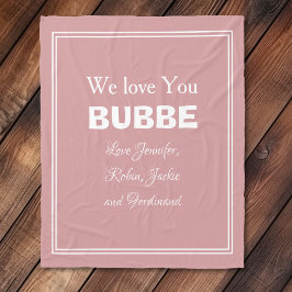 Cobertor De Velo Avó Bubbe Netos Personalizados Te Amo BUBBE