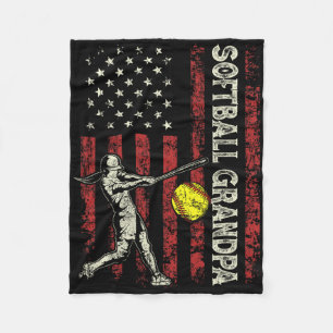Cobertor De Velo Avô de Softball Bandeira dos EUA Presentes Pai Hom
