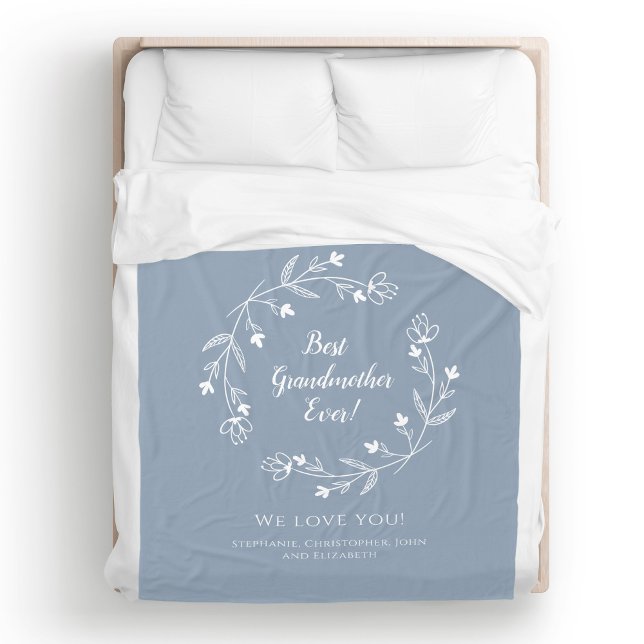 Cobertor De Velo Avó Família KeepsaNetos Dusty Blue (Grandmother Family Keepsake Grandkids Dusty Blue Fleece Blanket Unique Special Gift For Her)