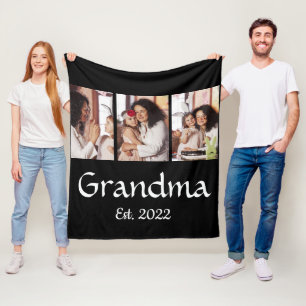 Cobertor De Velo Avó Personalizada Estabelecida Colagem de 3 Fotos