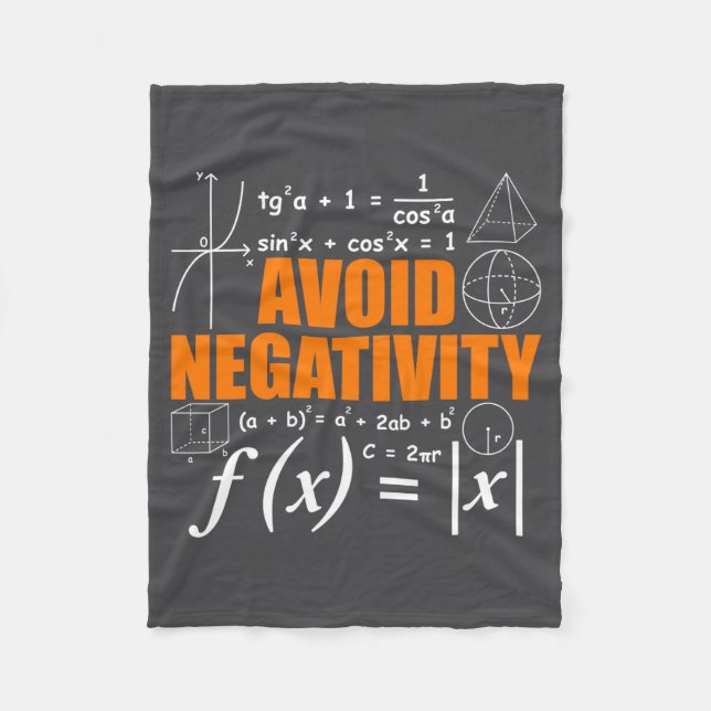 Cobertor De Velo Avoid Negativity Funny Math Mathematician Teacher  (Frente)