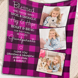 Cobertor De Velo Avós citaram Xadrez 3 rosa fotográfica personaliza