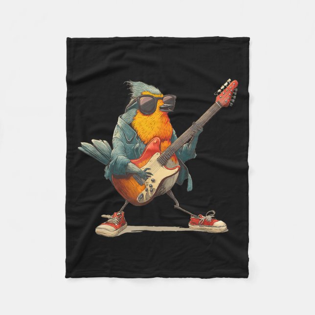 Cobertor De Velo Awesome Robin Bird With Electric Guitar For Boys A (Frente)