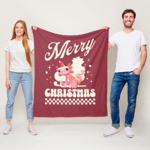 Cobertor De Velo Axolote Engraçado Feliz Natal