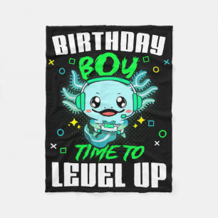 Cobertor De Velo Axolotl Birthday Boy Time To Level Up Gamer Birthd