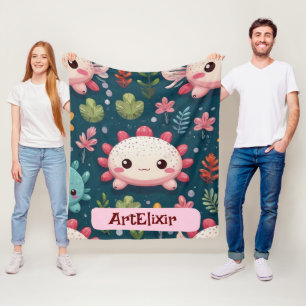 Cobertor De Velo Axolotl Cute Kawaii Impressão moderno único