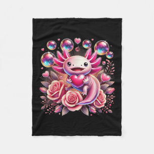Cobertor De Velo Axolotl Cute Segurando Dia de os namorados Românti