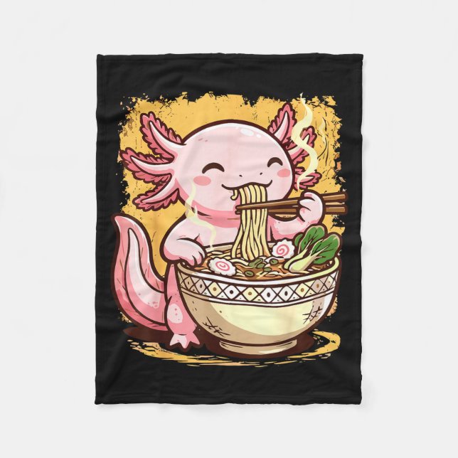 Cobertor De Velo Axolotl Eating Ramen Noodles  (Frente)