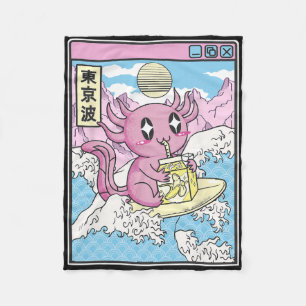 Cobertor De Velo Axolotl Surfando Bebendo Leite de Nana Kawaii Anim