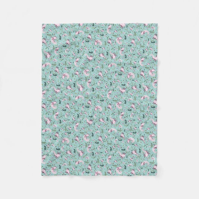 Cobertor De Velo Axolotls em azul (Frente)