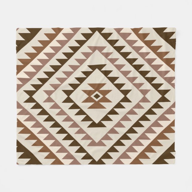 Cobertor De Velo Aztec Diamond Motif Design Browns+Cream (Frente (Horizontal))