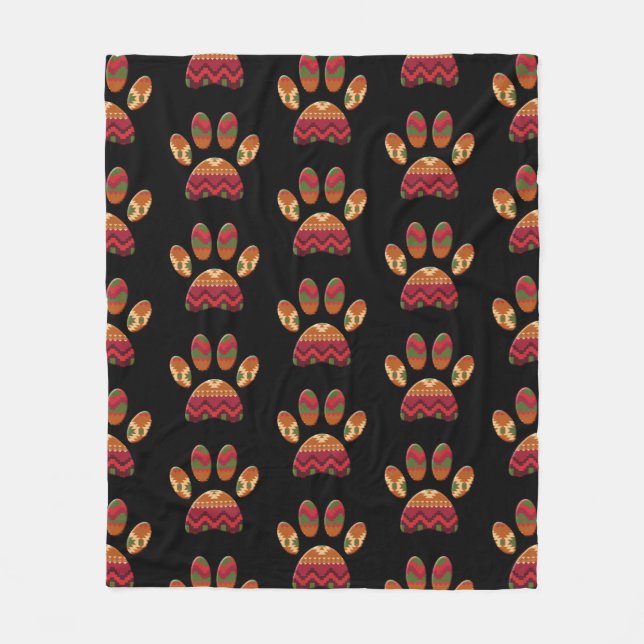 Cobertor De Velo Aztec Patterno Cachorro Paw (Frente)