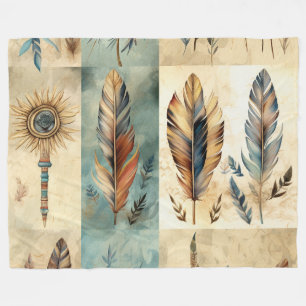 Cobertor De Velo Aztec Penas Tribais Medicina Stick