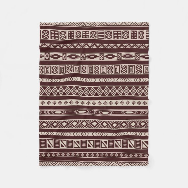 Cobertor De Velo Aztec Tribal Ethnic Padrão Geométrico Brown Beige (Frente)