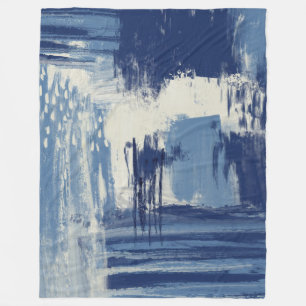 Cobertor De Velo Azul Abstrato e Marfim