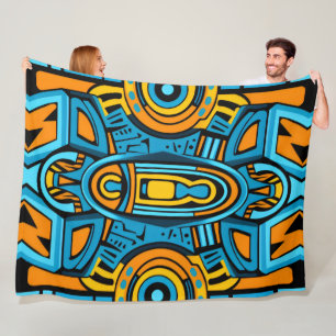 Cobertor De Velo Azul amarelo laranja espelho rabiscos