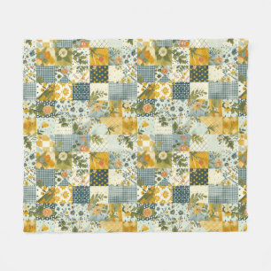 Cobertor De Velo Azul Amarelo Verde Colcha Remendo Xadrez Floral