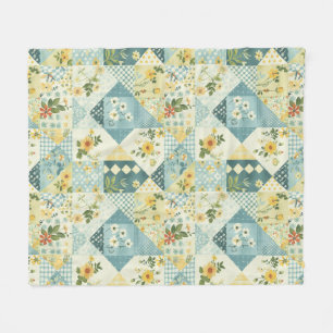 Cobertor De Velo Azul Amarelo Verde Colcha Remendo Xadrez Floral