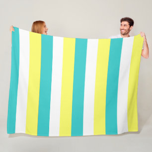 Cobertor De Velo Azul-aqua, amarelo-limão e riscas brancas