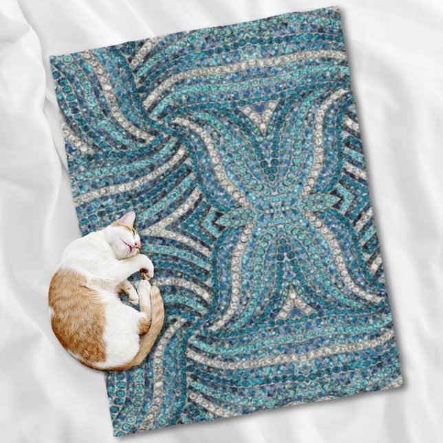 Cobertor De Velo azul-azul-azul-cinza-de-prata (bohemian girly chic silver grey turquoise blue fleece blanket)