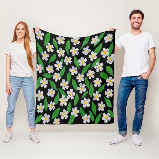 Cobertor De Velo Azul Branco Verde Floral  (In Situ)