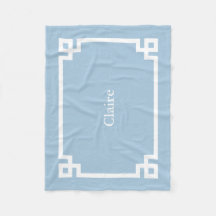 Azul Céu e Branco Monograma Chave Grega