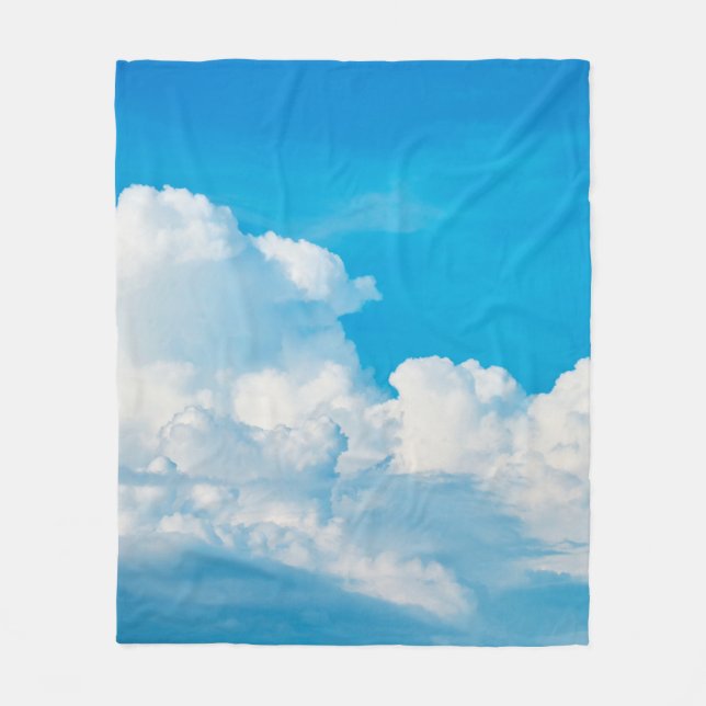 Cobertor De Velo Azul-céu nuvens de fundo brancas (Frente)