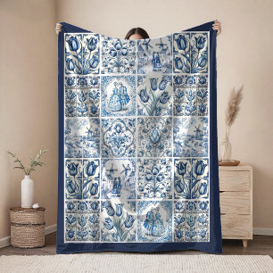 Cobertor De Velo Azul Chic cenas do país toile de jouy branco