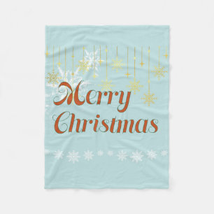 Cobertor De Velo Azul claro e Feliz Natal em Dourado