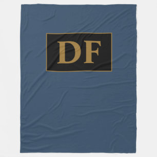 Cobertor De Velo Azul com Douradas Iniciais Folheto