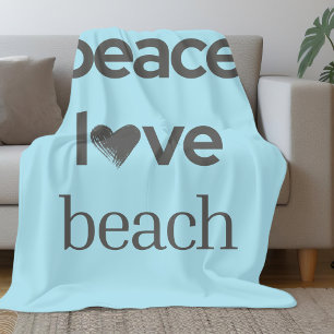 Cobertor De Velo Azul Costeiro Paz Amor Praia Vida Moderna Gráfica